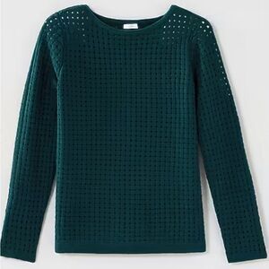 J.Jill Textured-Stitch Pullover Sweater - Dark Teal/Navy - Medium